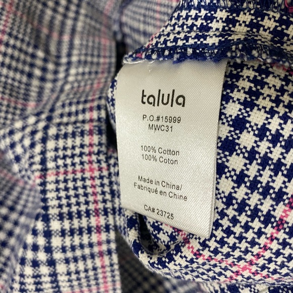 Talula Plaid Cotton Button Down Mini Dress Blue White Pink 2 - Picture 4 of 8